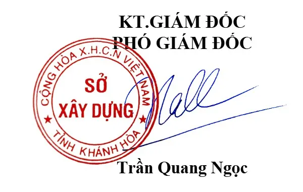 Con dấu Sở Xây dựng Khánh Hòa và chữ ký Phó Giám đốc Trần Quang Ngọc