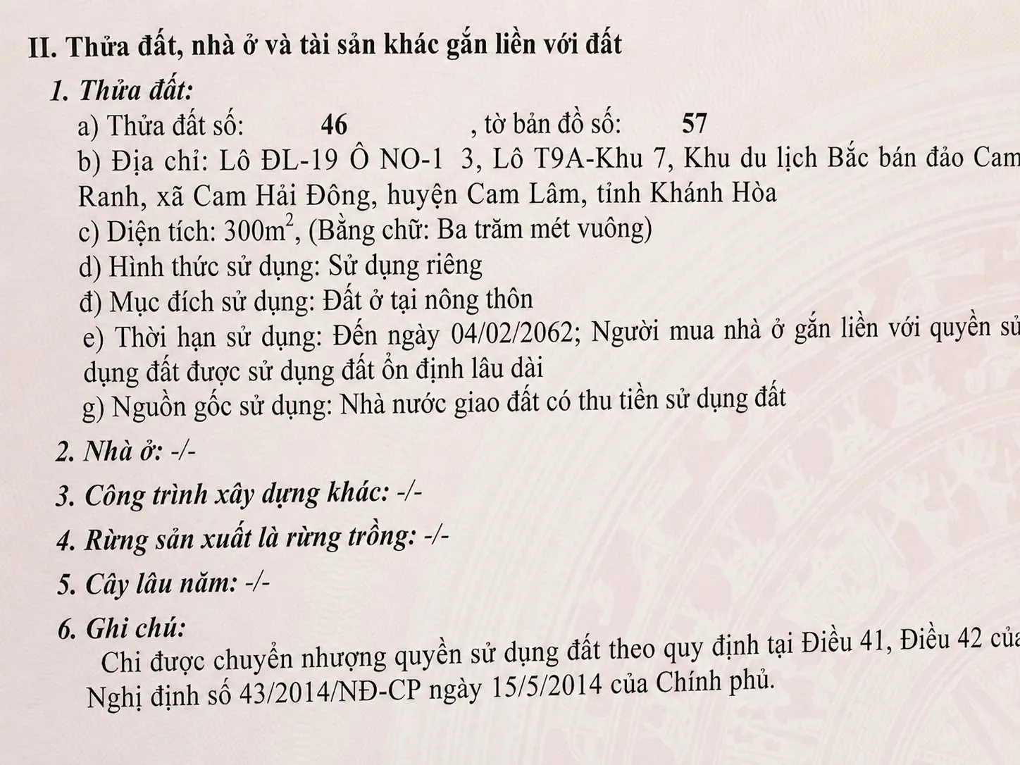 Trang 2 sổ đỏ lô ĐL-19 MHDI Cam Ranh — 300m², đất ở tại nông thôn